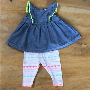 Denim shirt and leggings set